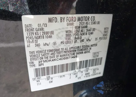 2013 Ford Edge Limited from USA, damaged, VIN 2FMDK4KC4DBB71425
